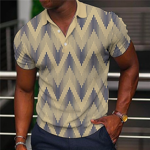 

Per uomo POLO Camicia da golf Golf Geometria Collo ripiegabile Cachi Stampa 3D Esterno Strada Maniche corte Bottone giù Stampa Abbigliamento Di tendenza Originale Informale Traspirante / Estate