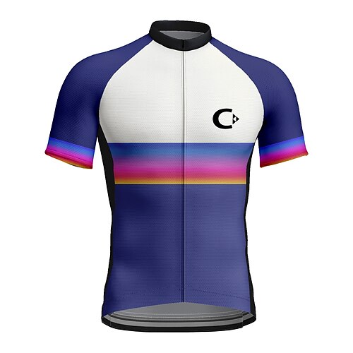 

21Grams Men's Cycling Jersey Short Sleeve Bike Top with 3 Rear Pockets Mountain Bike MTB Road Bike Cycling Breathable Quick Dry Moisture Wicking Reflective Strips Purple Color Block Polyester Spandex