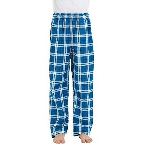 

Kids Boys Pants Blue Plaid Drawstring Fall Spring 3D Print Street 3-10 Years