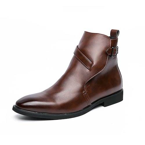 

Homens Botas Sapatos formais Coturnos Negócio Casual Ao ar livre Diário Couro Ecológico Botas / Botins Preto Marron Outono Primavera