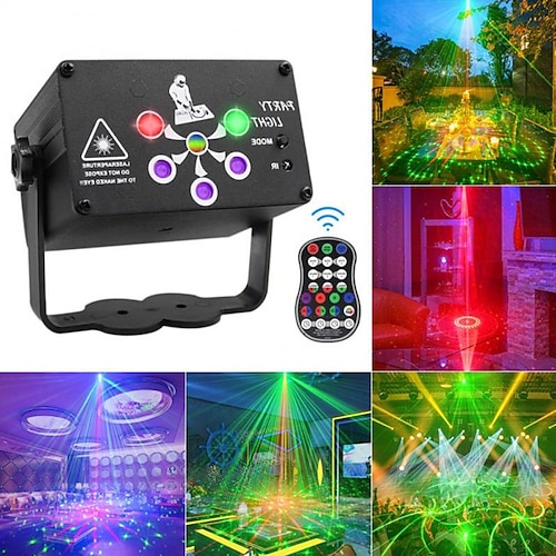 

UV 6 Hole Laser Light Party Strobe Lights DJ Disco Sound Control RGB LED Projector Stage 3 In 1 Lamp Beads Self-propelled Lights