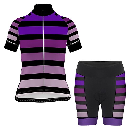 

21Grams Women's Cycling Jersey with Shorts Short Sleeve Mountain Bike MTB Road Bike Cycling Violet Bike Clothing Suit 3D Pad Breathable Quick Dry Moisture Wicking Back Pocket Polyester Spandex Sports