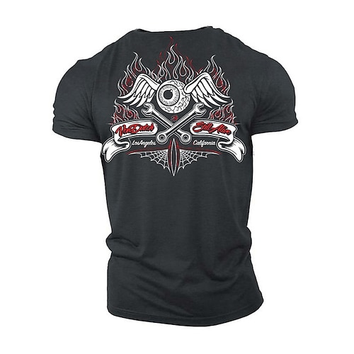 

Men's Unisex T shirt Tee 3D Print Graphic Prints Wings Crew Neck Street Daily Print Short Sleeve Tops Designer Casual Vintage Big and Tall Black / Summer