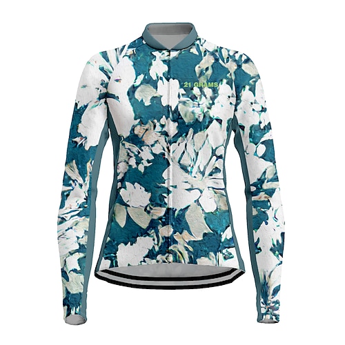 

21Grams Women's Cycling Jersey Long Sleeve Bike Top with 3 Rear Pockets Mountain Bike MTB Road Bike Cycling Breathable Quick Dry Moisture Wicking Green Floral Botanical Spandex Polyester Sports