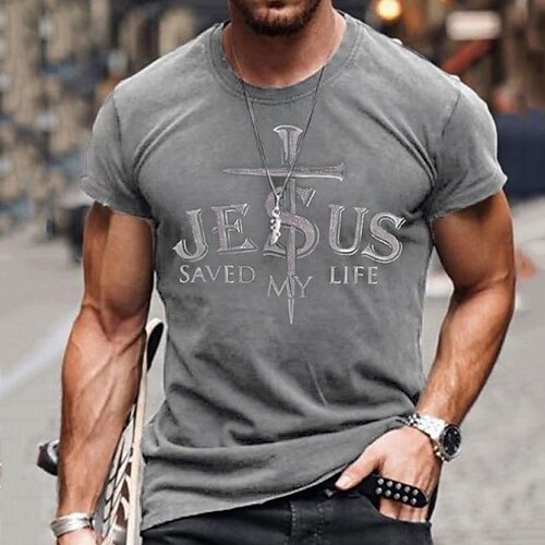 

Men's Unisex T shirt Tee Hot Stamping Graphic Prints Weapon Crew Neck Daily Holiday Print Short Sleeve Tops Casual Streetwear Muscle Big and Tall Light gray / Summer / Summer