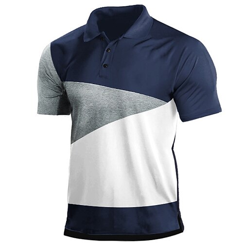 

Men's Collar Polo Shirt Golf Shirt Color Block Turndown Navy Blue Print Street Daily Short Sleeve Button-Down Clothing Apparel Fashion Casual Comfortable / Beach