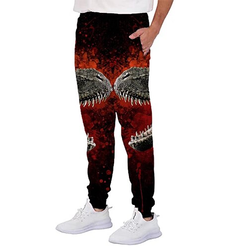 

Kids Boys Pants Red Dinosaur Animal Fall Spring 3D Print Street 3-12 Years