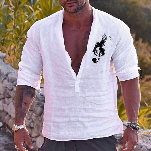 

Men's Shirt Hot Stamping Graphic Patterned Collar Street Casual Button-Down Print Long Sleeve Tops Designer Casual Fashion Big and Tall White / Summer / Spring / Summer