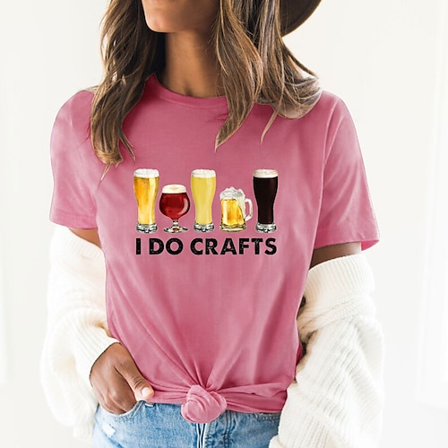 

Women's T shirt Tee Graphic Patterned Letter Daily Going out Weekend T shirt Tee Short Sleeve Print Round Neck Basic Essential 100% Cotton Green White Blue S