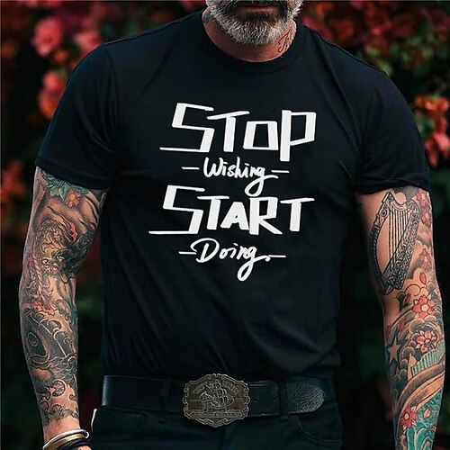 

Men's T shirt Tee Graphic Patterned Solid Color Letter Crew Neck Casual Daily Short Sleeve Tops Casual White Black / Sports