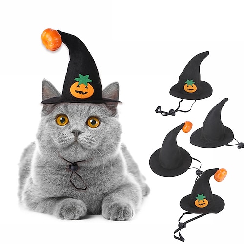 

Pet Festival Dressup Hat Cat Halloween Pumpkin Hat Dog Ghost Festival Dressup Wizard Hat