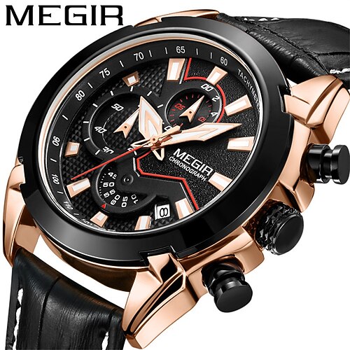 

MEGIR Quartz Watch for Men Analog Quartz Stylish Stylish Formal Style Waterproof Calendar Stopwatch Alloy Leather Fashion
