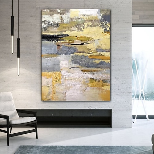 

Handmade Oil Painting CanvasWall Art Decoration Abstract Knife PaintingLandscape Yellow For Home Decor Rolled Frameless Unstretched Painting