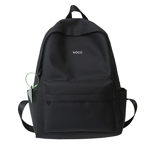 

Women's Unisex School Bag Bookbag Commuter Backpack Functional Backpack Oxford Cloth Nylon Solid Color Large Capacity Waterproof Zipper School Daily White Black