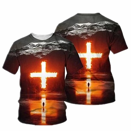 

Men's Unisex T shirt Tee Templar Cross Graphic Prints Cross Crew Neck Black Blue Purple Red Light Blue 3D Print Outdoor Street Short Sleeve Print Clothing Apparel Sports Designer Casual Big and Tall