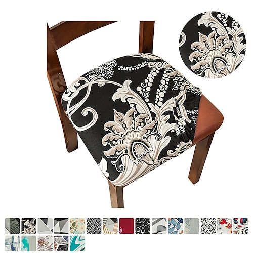 

Seat Covers for Dining Room Chairs Stretch Printed Chair Seat Covers Set of 2 Removable Washable Upholstered Chair Seat Protector Cushion Slipcovers for Kitchen Office