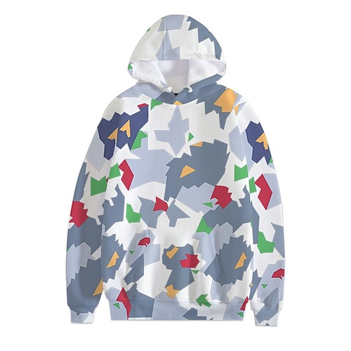 

Men's Pullover Hoodie Sweatshirt Graphic Patterned Camo / Camouflage Print Hooded Daily Sports Streetwear 3D Print Casual Big and Tall Hoodies Sweatshirts Long Sleeve Gray / Spring / Summer