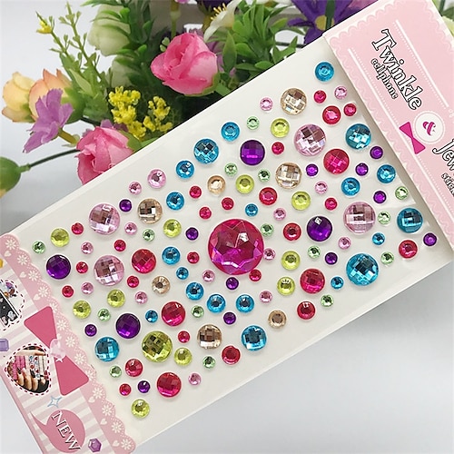 

6 Sheets Gem Stickers for School Office Student Waterproof Self-adhesive Luxury for Women Girls Kids