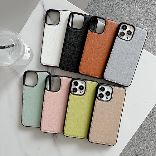 

Phone Case For Apple Back Cover iPhone 14 Pro Max 14 Plus 13 12 11 Pro Max Mini X XR XS Bumper Frame Soft Edges Non-Yellowing Solid Colored PU Leather