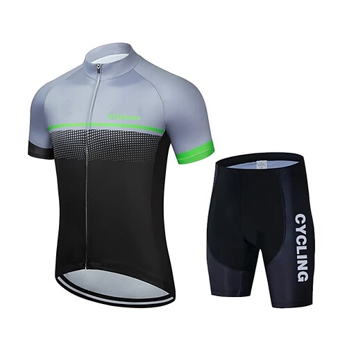 

21Grams Men's Cycling Jersey with Shorts Short Sleeve Mountain Bike MTB Road Bike Cycling Green Orange Rose Red Polka Dot Bike Clothing Suit 3D Pad Breathable Quick Dry Moisture Wicking Back Pocket