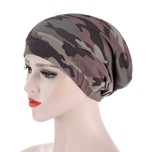 

Leopard Print Camouflage Muslim Headdress Turban Bonnet For Woman Print Inner Hijab Caps Arab Headwrap Turban Femme Islamic Headscarf