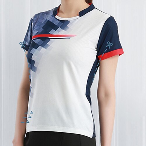 

Women's Tennis Shirt Athletic Shirt Breathable Quick Dry Moisture Wicking Short Sleeve T Shirt Regular Fit Crewneck Printed Summer Gym Workout Tennis Badminton / Micro-elastic / Lightweight