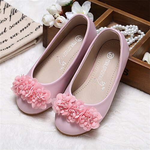 

Girls' Flats Flower Girl Shoes Microfiber Little Kids(4-7ys) Wedding Daily Flower Rosy Pink Ivory Fall Winter