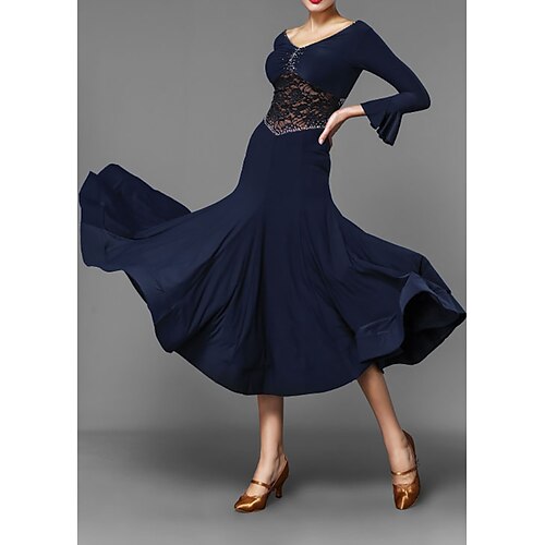 

Ballroom Dance Dress Pleats Women's Performance 3/4 Length Sleeve Polyester Taffeta