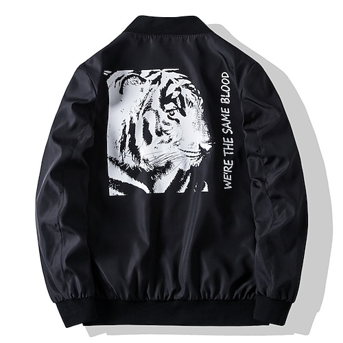 

Men's Coat Warm Street Zipper Animal Patterned 3D Printed Graphic Stand Collar Streetwear Jacket Outerwear Long Sleeve Pocket Fall