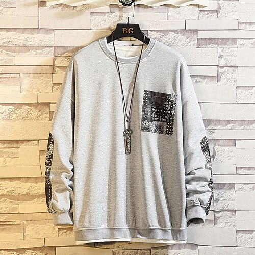 

Men's Sweatshirt Graphic Patterned Print Daily Sports Streetwear 3D Print Casual Big and Tall Hoodies Sweatshirts Long Sleeve Black Gray / Spring / Summer