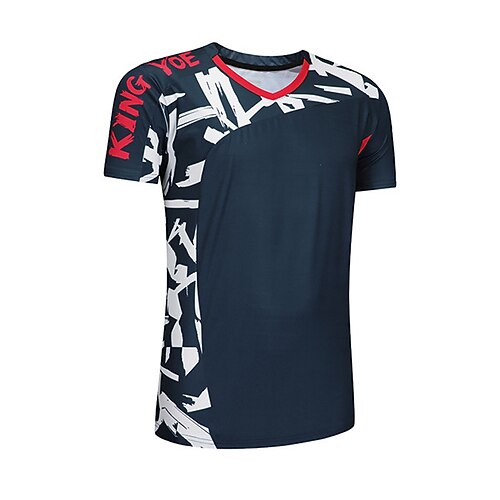 

Men's Tennis Shirt Athletic Shirt Breathable Quick Dry Moisture Wicking Short Sleeve T Shirt Regular Fit V Neck Printed Summer Gym Workout Tennis Badminton / Micro-elastic / Lightweight