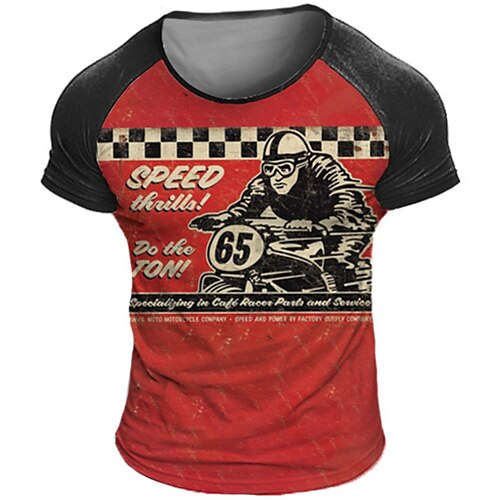 

Men's Unisex T shirt Tee 3D Print Graphic Prints Motorcycle Crew Neck Street Daily Print Short Sleeve Tops Designer Casual Big and Tall Sports Red / Summer / Summer