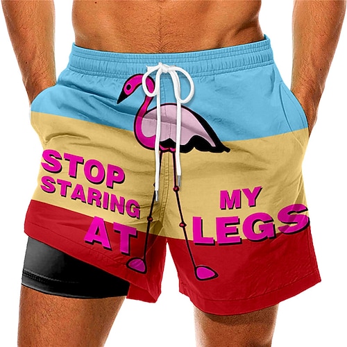 

Men's Swim Trunks Swim Shorts Quick Dry Board Shorts Bathing Suit Compression Liner with Pockets Drawstring Swimming Surfing Beach Water Sports Stripes Printed Spring Summer