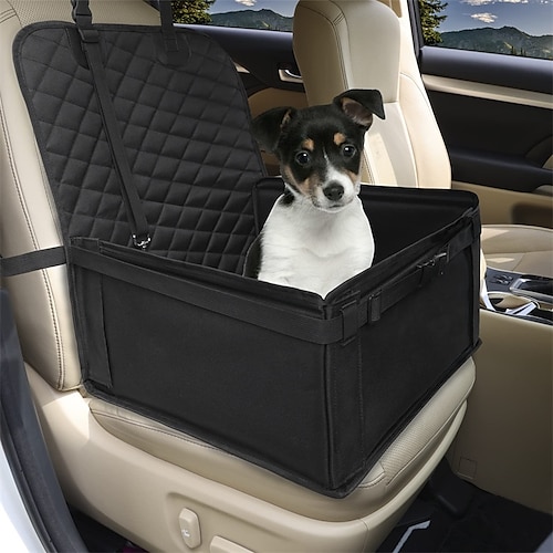 

Dog Car Seat for Small Medium Sized Dogs-Car Dog Seat with Storage Pockets and Dog Seat Belt Tether-Reinforced Walls-Portable Waterproof Pet Travel Car Seat for Back and Front Seat