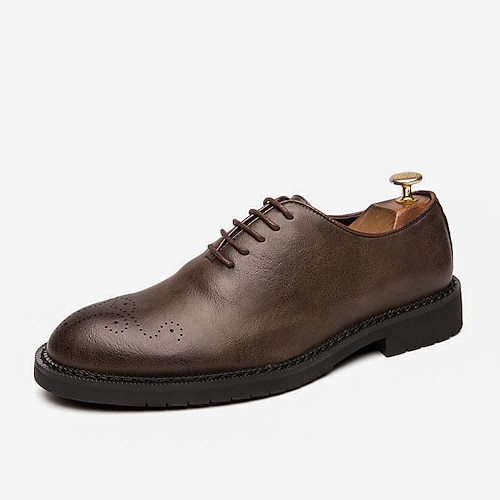 

Men's Oxfords Casual Classic Daily Office Career PU Black Brown Spring Summer