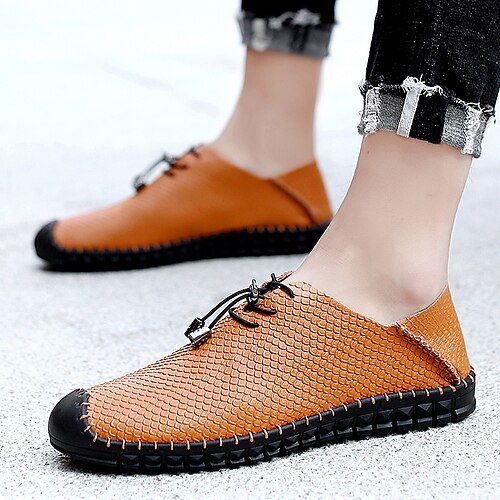 

Men's Loafers Slip-Ons Casual British Daily PU Black Brown Blue Fall