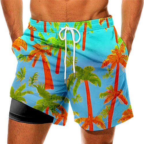

Men's Swim Trunks Swim Shorts Quick Dry Board Shorts Bathing Suit Compression Liner with Pockets Drawstring Swimming Surfing Beach Water Sports Tropical Printed Spring Summer