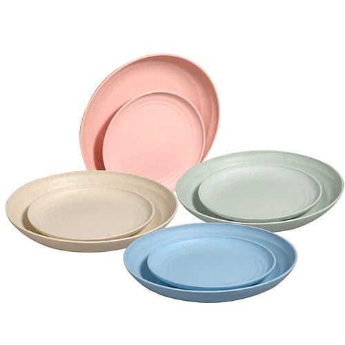 

wheat straw plate household restaurant nordic style tableware tray preparation plate wholesale plastic dumpling disc plate