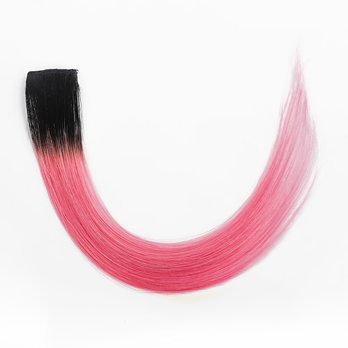 

Clip In Hair Extensions Remy Human Hair 1 PCS Pack Straight Pink Black Hair Extensions / Daily Wear