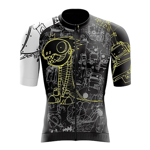 

21Grams Men's Cycling Jersey Short Sleeve Bike Top with 3 Rear Pockets Mountain Bike MTB Road Bike Cycling Breathable Quick Dry Moisture Wicking Reflective Strips Black Graphic Polyester Spandex