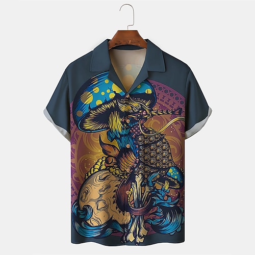 

Men's Shirt Graphic Shirt Animal Turndown Royal Blue 3D Print Street Daily Short Sleeve 3D Button-Down Clothing Apparel Fashion Designer Casual Breathable