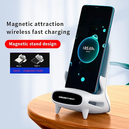 

Wireless Charger 15 W Output Power Wireless Charging Stand Fast Wireless Charging for Multiple Devices Security Protection Desktop Charger Stand Induction USB Type-C Fast Charging Dock Stand For Cellphone 1 PC