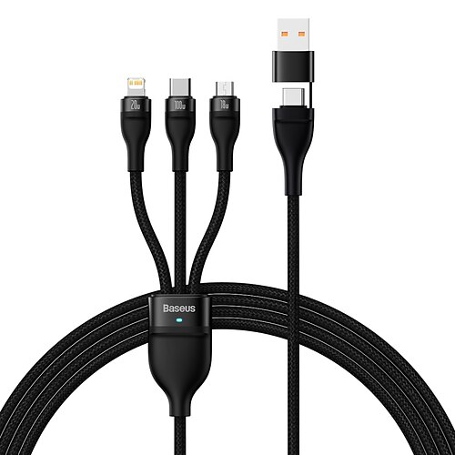 

BASEUS USB 4 Cable 100W 3.9ft USB A to Type C / Micro / IP USB C to Lightning / micro / USB C 3.5 A Fast Charging Nylon Braided For Macbook iPad Samsung Phone Accessory