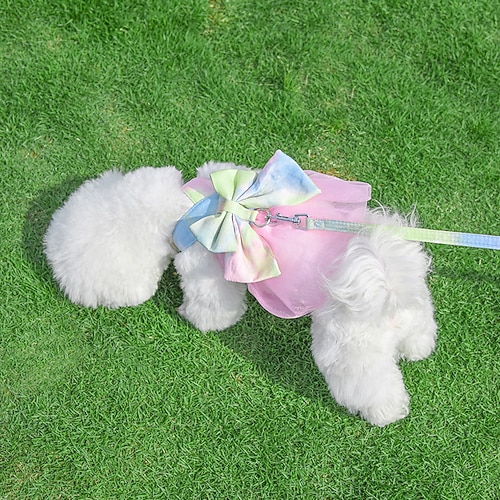 

Cat Clothing Anti-break Free Cat Traction Rope Vest Bow Pet Chest Strap Princess Yarn Dress DogClothing