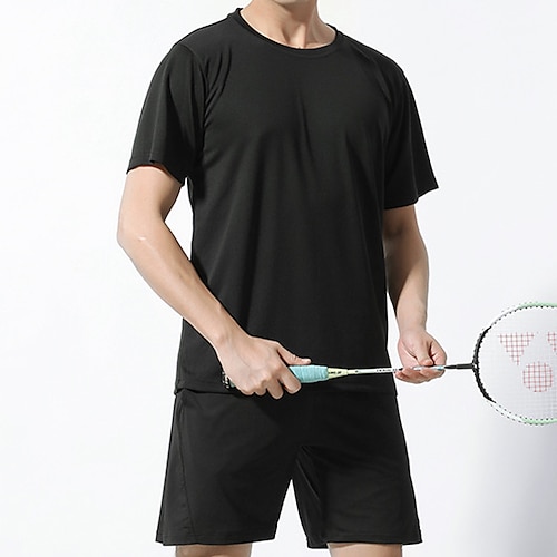 

Men's Tennis Shirt Athletic Shirt Breathable Quick Dry Moisture Wicking Short Sleeve T Shirt Regular Fit Crewneck Solid Color Summer Gym Workout Tennis Badminton / Micro-elastic / Lightweight