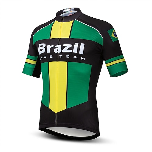 

21Grams Men's Cycling Jersey Short Sleeve Bike Top with 3 Rear Pockets Mountain Bike MTB Road Bike Cycling Breathable Quick Dry Moisture Wicking Reflective Strips Green Brazil Polyester Spandex Sports