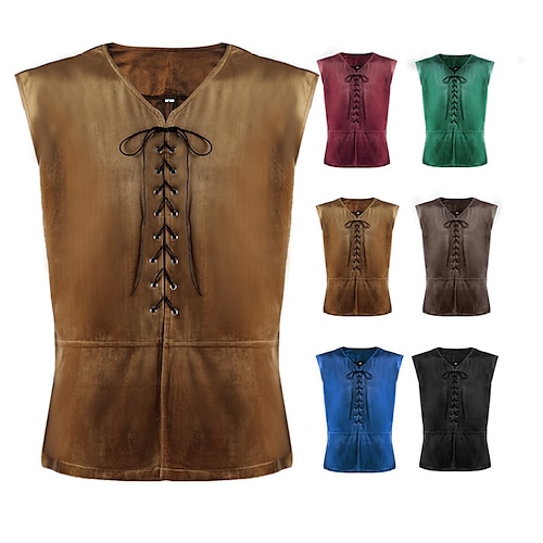 

Ridder Outlander Retro / vintage Middelalderkostumer Vest Herre Kostume Årgang Cosplay Fest / aften 背心 Maskerade