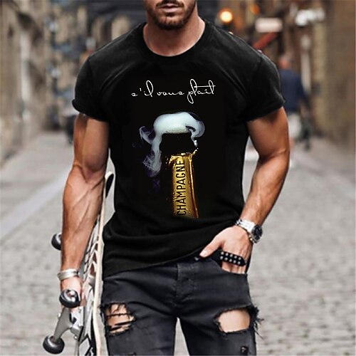 

Men's Unisex T shirt Tee 3D Print Graphic Prints Letter Crew Neck Street Daily Print Short Sleeve Tops Designer Casual Vintage Big and Tall Black / Summer / Summer