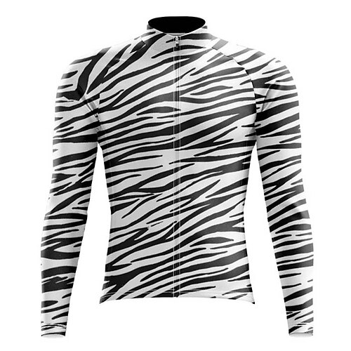 

21Grams Men's Cycling Jersey Long Sleeve Bike Top with 3 Rear Pockets Mountain Bike MTB Road Bike Cycling Breathable Quick Dry Moisture Wicking Reflective Strips Black Zebra Polyester Spandex Sports