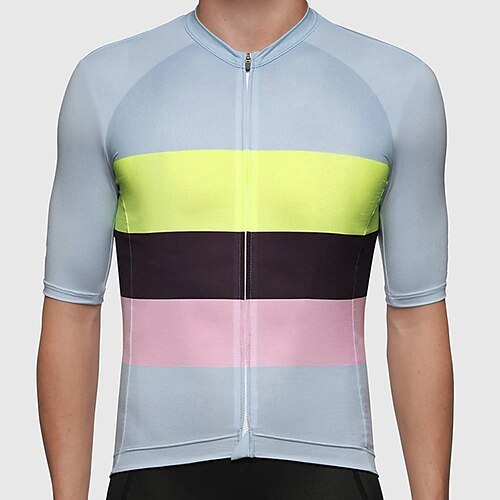 

21Grams Men's Cycling Jersey Short Sleeve Bike Top with 3 Rear Pockets Mountain Bike MTB Road Bike Cycling Breathable Quick Dry Moisture Wicking Reflective Strips Grey Color Block Polyester Spandex